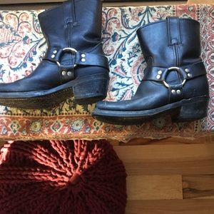Frye 8r harness black moto boots